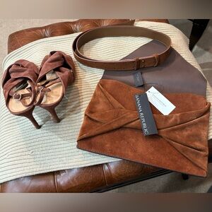 Banana Republic 3 for 1! Brown suede sandals w/ matching clutch and belt!
